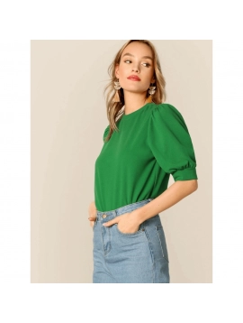 Blusa verde manga bufante