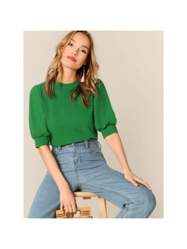 Blusa verde manga bufante